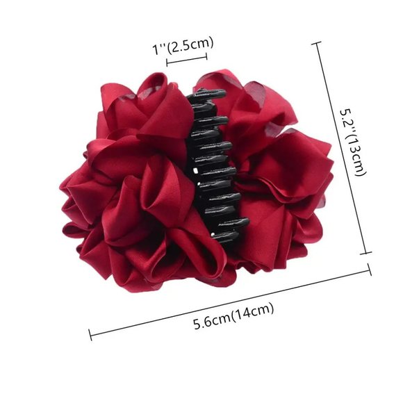 4 Pcs Large Silk Flower Bow Hair Claw Jaw Clips For Women Hair clamps main image 4